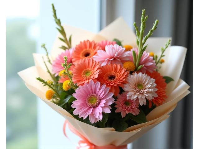 美しくパッケージされたカスタムフラワーブーケ